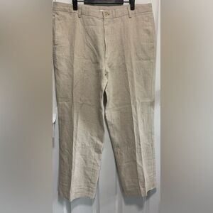 Island Importer Linen Pants Beige Pleated Relaxed Fit Mens Size 36